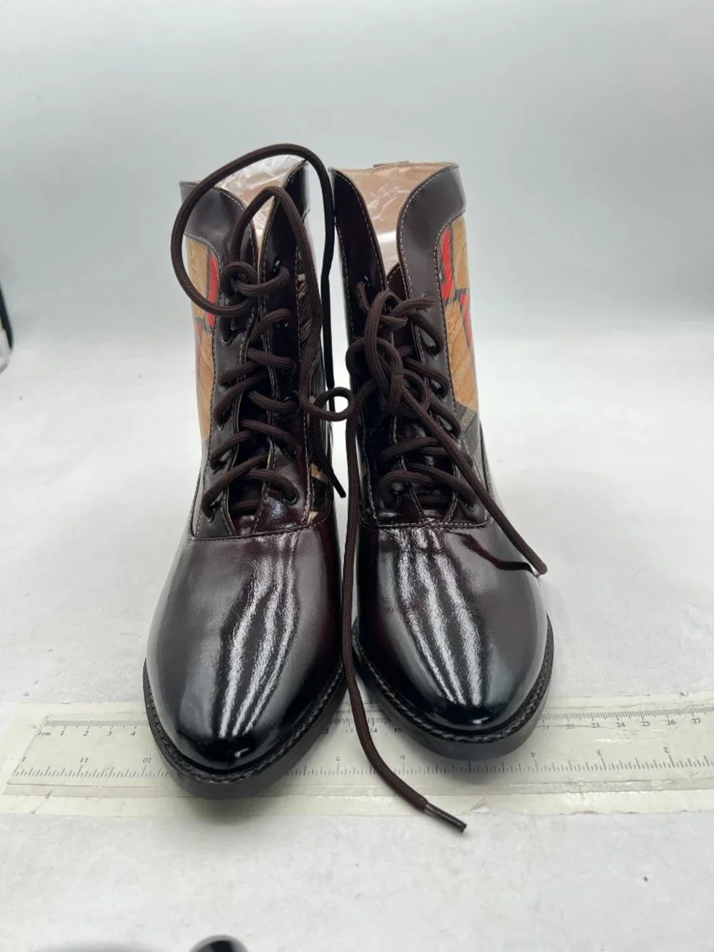 Brown Women Round Toe Oxfords Heels Lace-Up Low Heel Fashion Ankle Boots